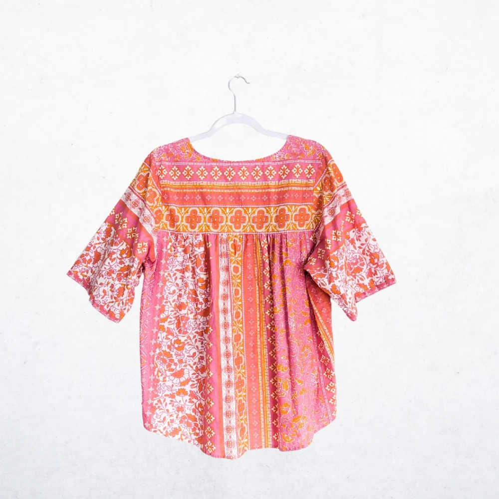 The Vermont Country Store Colorful Bohemian Blouse Women's Large - Picture 3 of 4